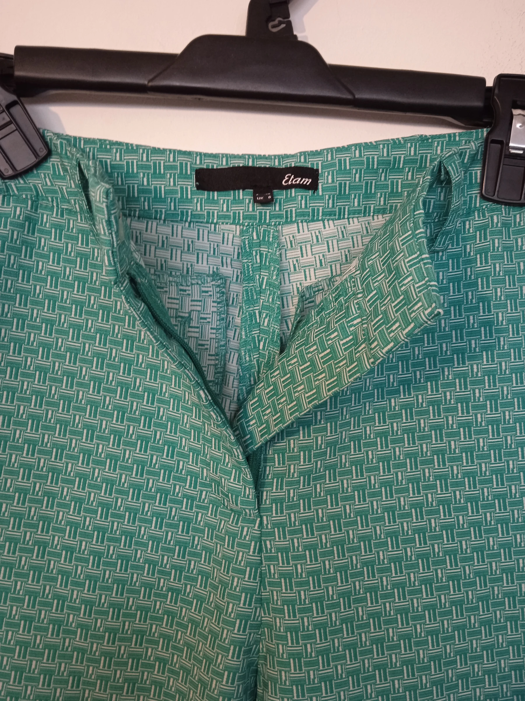 High-waisted straight trousers, green and white Etam size 34/36 – photo 3